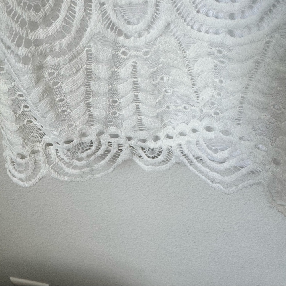 White Lace Sharagano Dress Size 8 Petite Bridal Shower Bachelorette Lacemade - Picture 4 of 10